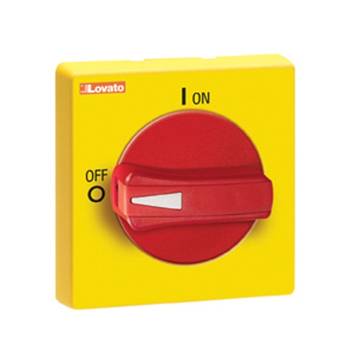 [GAX63] Red/Yellow Rotary Handle, 22mm Door Panel Mount, Padlockable
