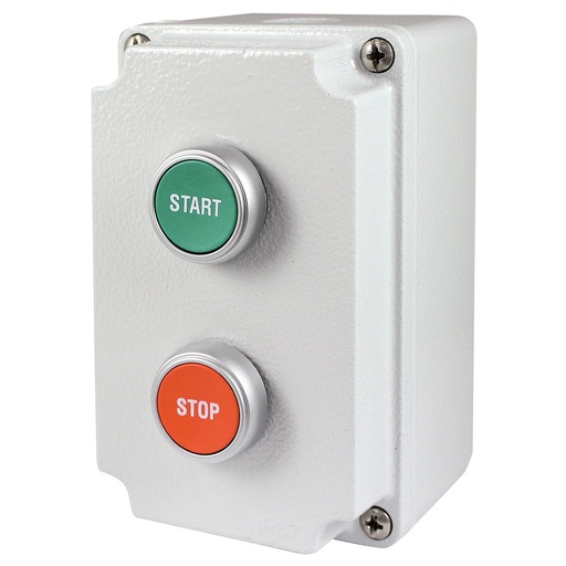 [GCSM-2H-203] Start Stop Control Station, Green START, Red STOP, Push Button, Gray Metal Housing, Local Control Station For Motors,  GCSM-2H-203