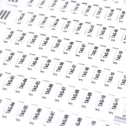 [44091B] Cable Tags Push-in Markers Precut, 4x12mm White , Roll of 12,552 Tags