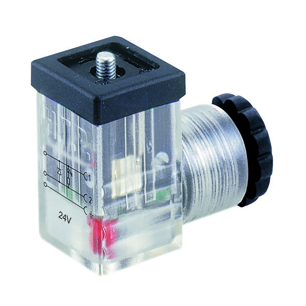 8mm Connector with Diode and LED, 3 poles, 12-24V | SourceASI.com