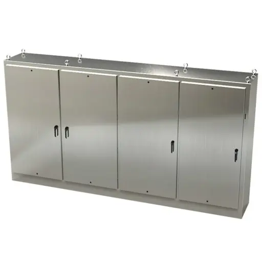 [SCE-84XM4EW18SS] NEMA 4X Free Standing 3 Door Disconnect Enclosure, 304 SS, 84x157.5x18