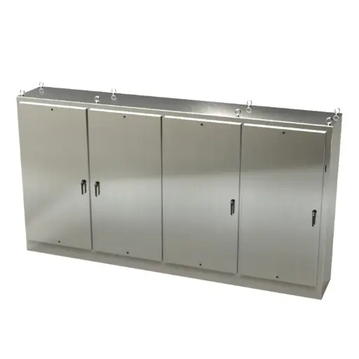 [SCE-84XM4EW24SS] NEMA 4X Free Standing 3 Door Disconnect Enclosure, 304 SS, 84x157.5x24