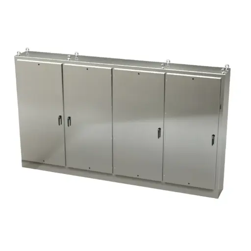 [SCE-90XM4EW18SS] NEMA 4X Free Standing 3 Door Disconnect Enclosure, 304 SS, 90x157.5x18