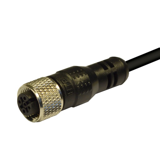 [12FD4A3Z] ASI M12 Straight Female Connector | 4-Pole | IP67 Waterproof | Secure Locking | Industrial Automation & Sensor Applications