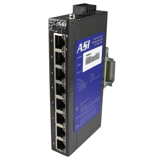 [AES8B-VL] ASI AES8B-VL |  Industrial Ethernet Switch | 8 Port | 10/100M Auto-Sensing | DIN Rail & Panel Mount | IP30 Rated | UL Class I/Div 2 Certified