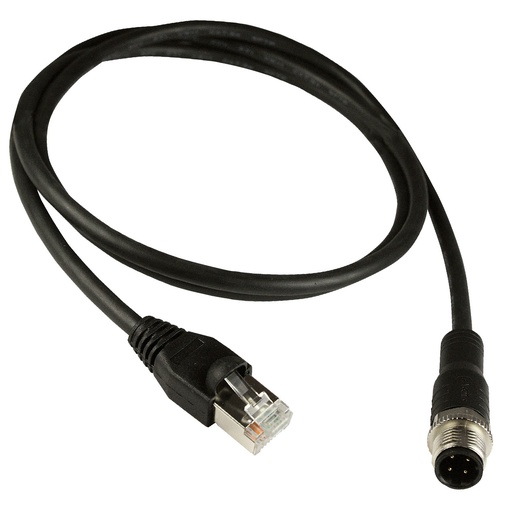 [ASI-M12-RJ45-11101] M12 to RJ45 Industrial Ethernet Cable | D-Coded 4-Pin | Cat5e Shielded | 1 Meter | ASI-M12-RJ45-11101