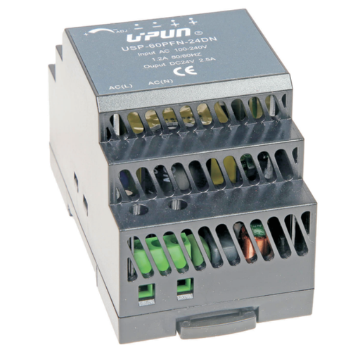 [USP-60PFN-24DN] 24V DC, output voltage accuracy: ± 2%, rated output current: 2.5A, output current range: 0-2.5A, output power: 60W
