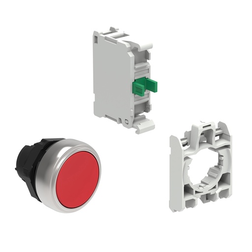 [LPCB104KIT] 22mm Momentary Plastic Push Button, Red, NO Contact Contact Holder