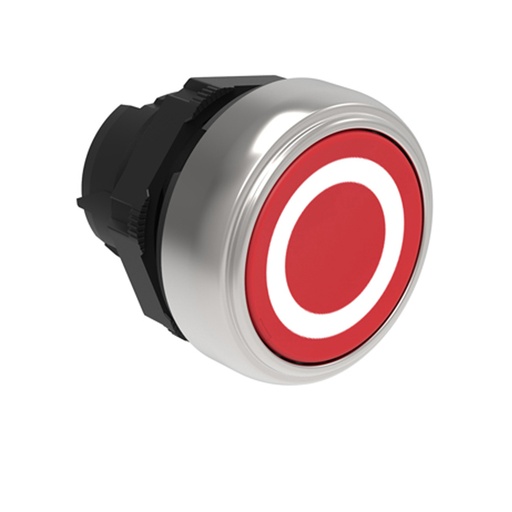 [LPCB1104] 22mm Momentary OFF Push Button, Red, Flush, Plastic, Symbol O.
