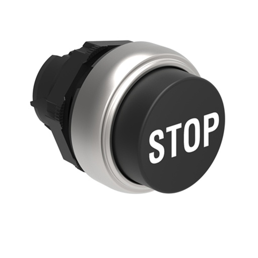 [LPCB2132] 22mm Extended Black Push Button STOP Switch, Momentary, Flush