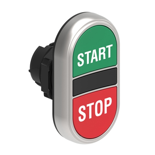 [LPCB7133] Start Stop Push Button, Momentary, Green/Red, Flush, Silver Bezel,22mm