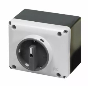 [SQ032003BC09] DISCONTINUED USE SB032B110AK6 | 32A Enclosed Rotary Disconnect Switch | 3-Pole, 600V AC | 2-20 HP | IP65, NEMA 4 | Grey Cover, Red Handle | Lockable in OFF Position