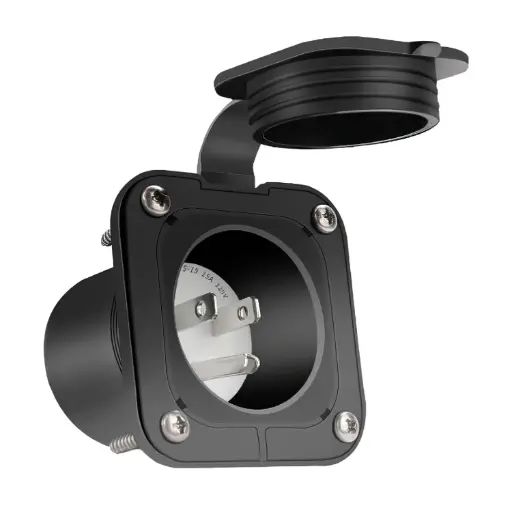 [MFG360-RMRV155] MFG360-RMRV155 NEMA 5-15 125V 15A Flanged Power Inlet | UV-Resistant, ETL Certified | Ideal for RVs, Campers, and Boats