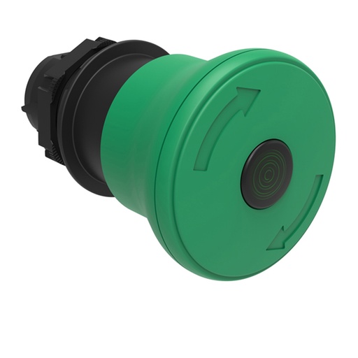 [LPCBL6643] GREEN Illuminated 40mm Mushroom Push Button, Latched, Normal Stopping