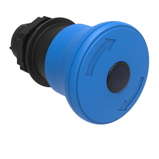 [LPCBL6646] Blue Illuminated 40mm Mushroom Push Button, Latched, Normal Stopping