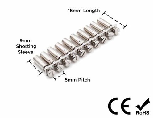 [ASIFBI105] 10 Position | Internal Bridge Jumper | Screw-In | 15mm Length, 5mm Pitch, 9mm Sleeve | UFBI 10-5 Internal Jumper