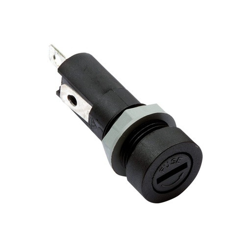 [PTF-70.10] Panel Mount Fuse Holder | 5x20mm Fuse | 1-Pole | 250V AC, 10A | Bayonet Cap | 12mm Mounting | IP40 | Shocksafe PC2 | Pack of 10 | ASI PTF-70