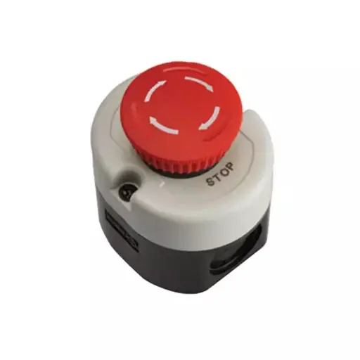 [EP1FAC05] Emergency Stop Control Station (E-Stop) | Push to Stop, Twist to Run | 40mm Red E-Stop Button | Ergonomic NEMA 4 Enclosure | Vertical Knockout | 1NC Contact  