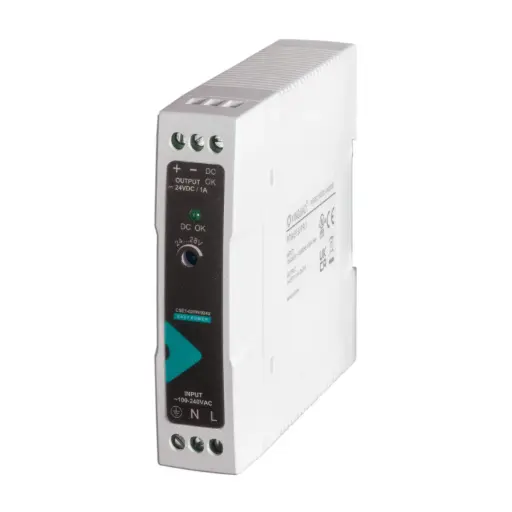 [XCSE1024W024VAA] 24V DC Single Phase Power Supply, Input 120-230V AC / Output 24V DC, 1A, DIN Rail Mounted