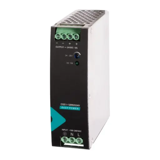 [XCSE1120W024VAA] 120W 24V DC DIN Rail Power Supply – Industrial Grade, Wide Input (90-264V AC), High Efficiency