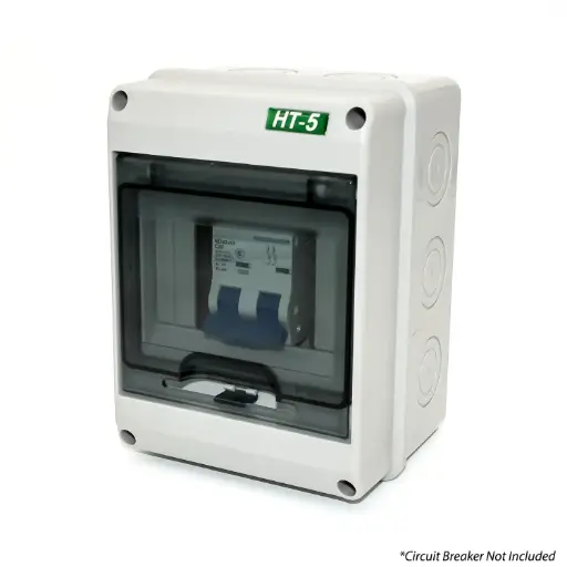 [HT5] HT Series IP65 Waterproof Electrical Distribution Box | ABS Enclosure with Transparent Cover with DIN Rail and Cable Gland | Up to 5 MCB 