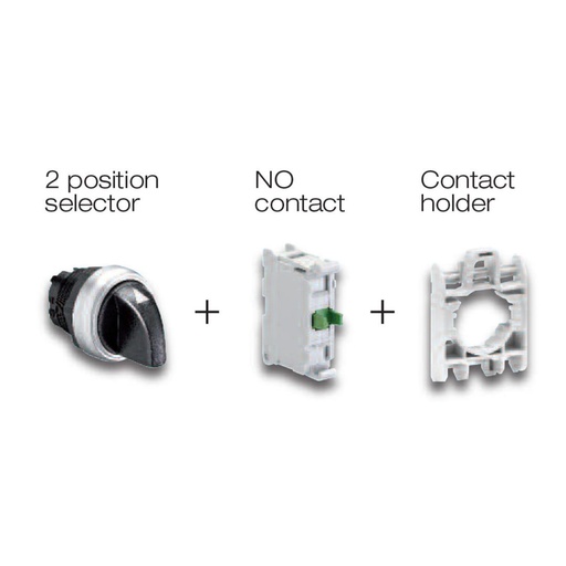 [LPCS120KIT] 2 Position Selector Switch, Maintained,  1 NO Contact, Contact Holder