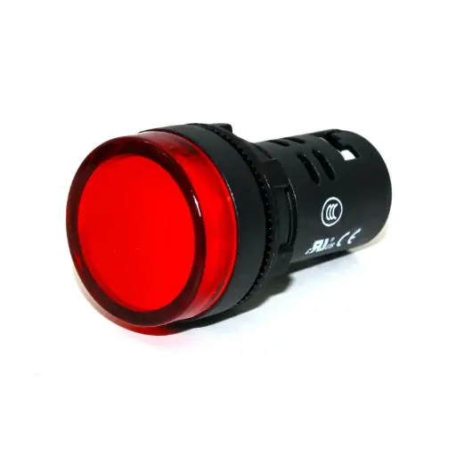 [ASI-D10024VRLED] Red LED Panel Mount Indicator Light | 24V AC/DC | 22mm Cutout | Screw Termination | Integrated Lens | IP54 | UL Listed | Similar to PLML1L24UL & ND16 Series