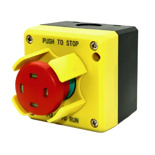 [ASI-F100SLAK1] ASI-F100SLAK1 | Emergency Stop Control Station (E-Stop) | Push to Stop, Pull to Run | 40mm Red E-Stop Button | Visual Indicator | NEMA 4 Enclosure | Horizontal Knockout | 1NC + 1NO Contact | 