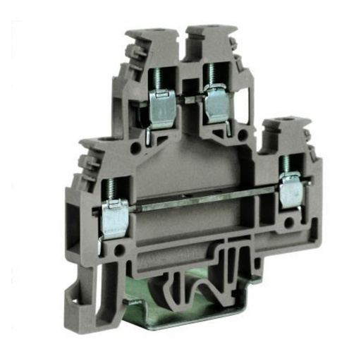 [DS100GR-10PK] 2 Level Terminal Block, DIN Rail Mount Screw Terminal Block 2 Level,  20A, 600V, 20-10 AWG, 6mm Wide - (10-Pack)