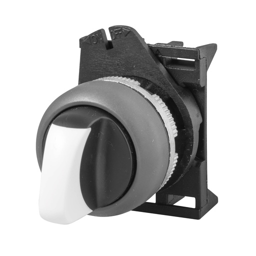 [PSMB5D0NL] 2 Position Maintained Selector Switch, 90 Degree Turn To Right, 22mm Selector Switch, White, Nickle Bevel Accent