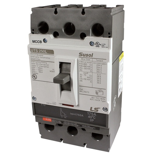 [UTS250H-FTU-200A-3P-LL-UL] UTS250 MCCB | 200 Amp | 3 Poles | 600V AC Class | UTS250 Frame | Fixed Thermal, Fixed Magnetic Trip | Line & Load Side Lugs | UL489 | Molded Case Circuit Breaker | UTS250H-FTU-200A-3P-LL-UL
