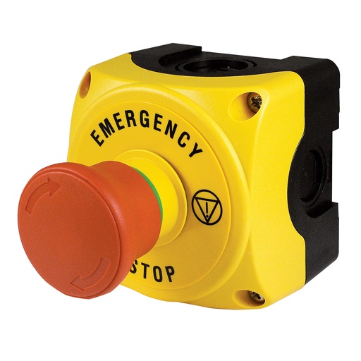 [LPZP1B503-L] Emergency Stop Push Button Station with Emergency Stop Button Label, LPZP1B503-L