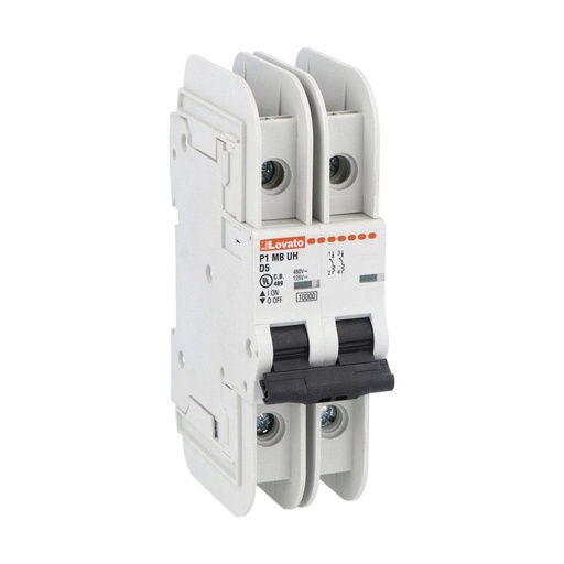 [P1MBUH2PD06] Mini Circuit Breaker | UL1077 Listed  | 6A  D Curve  400/415VAC  80VDC  10kAIC |  DIN Rail Mount |  Non Polarized |  MCB Branch Circuit Protection | P1MBUH2PD06 (2 Pole, D Trip, 6 Amp)